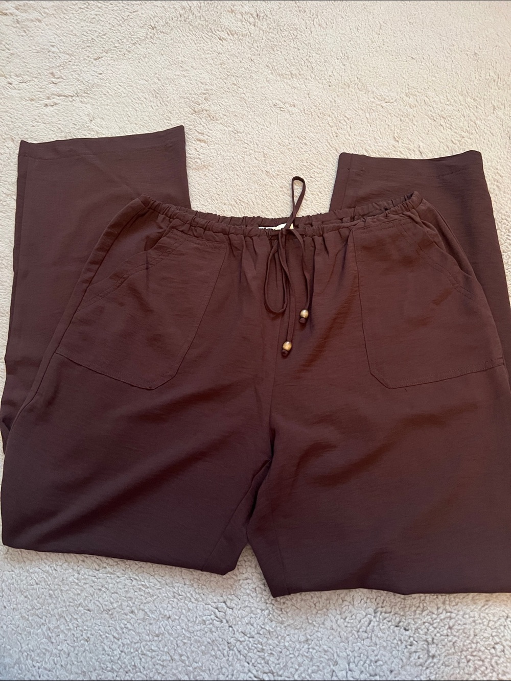 Soho Apparel Women's Straight Leg Drawstring Pants - Brown